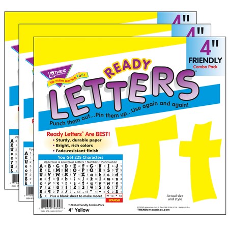 Trend Enterprises Yellow 4in Friendly Combo Ready Letters, PK675 T79804